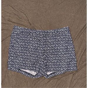 Beautiful Level 99 Cindie Blue White Printed Linen Blend Shorts Women's Size 30